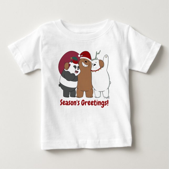 Camiseta Para Bebê Bare Bears - Saudações de Época (Frente)
