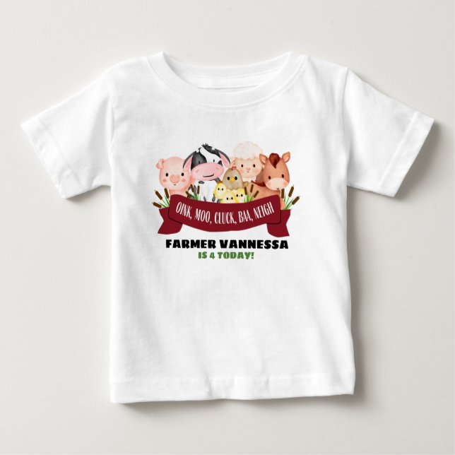 Camiseta Para Bebê Barnyard Birthday T-Shirt (Frente)
