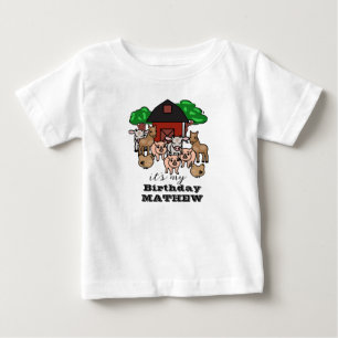 Camiseta Para Bebê Barnyard Cute É o meu aniversário Toddler