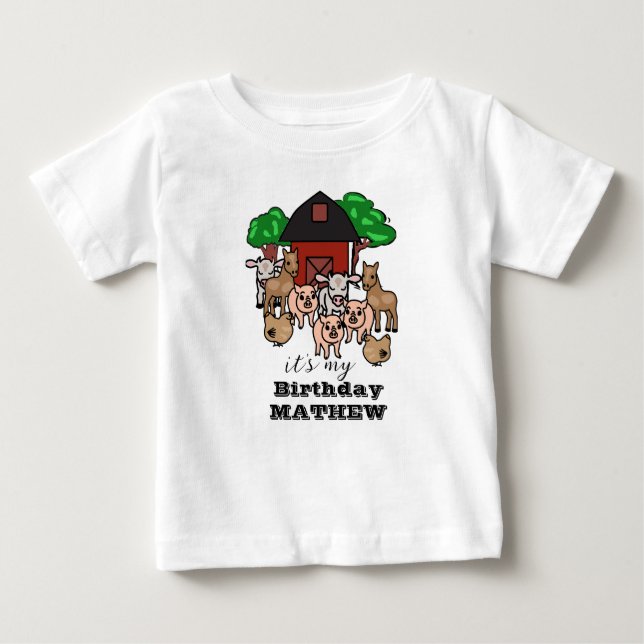 Camiseta Para Bebê Barnyard Cute É o meu aniversário Toddler (Frente)