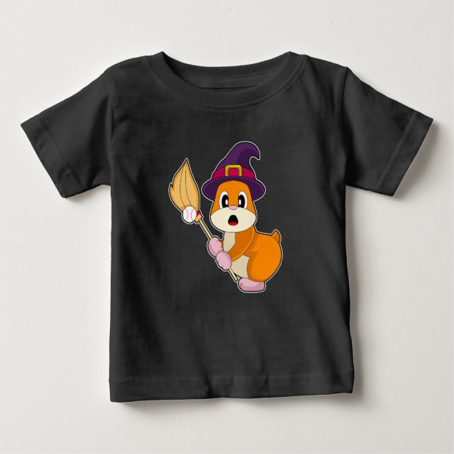 Camiseta Para Bebê Baseball de Halloween de Hamster (Frente)