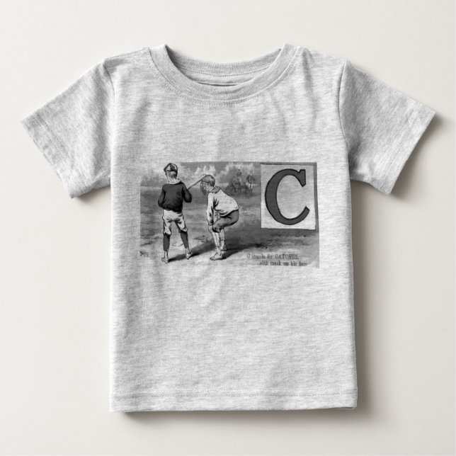 Camiseta Para Bebê Baseball inicial C Esportes significam captação (Frente)