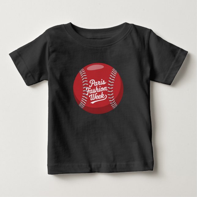 Camiseta Para Bebê Basebol da Semana da Moda de Paris (Frente)
