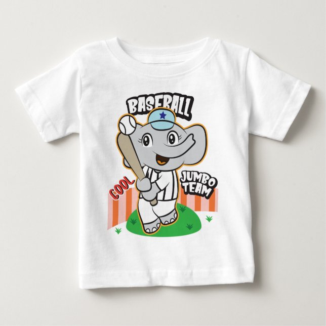 Camiseta Para Bebê Basebol de elefante  (Frente)