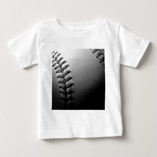 Camiseta Para Bebê Basebol Preto e Branco Fechado (Frente)
