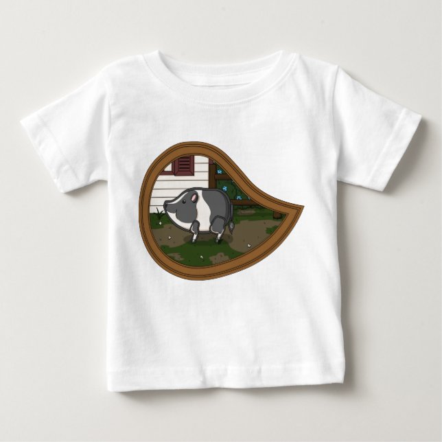 Camiseta Para Bebê Basil do Porco e Camisa-Luz do Bebê (Frente)