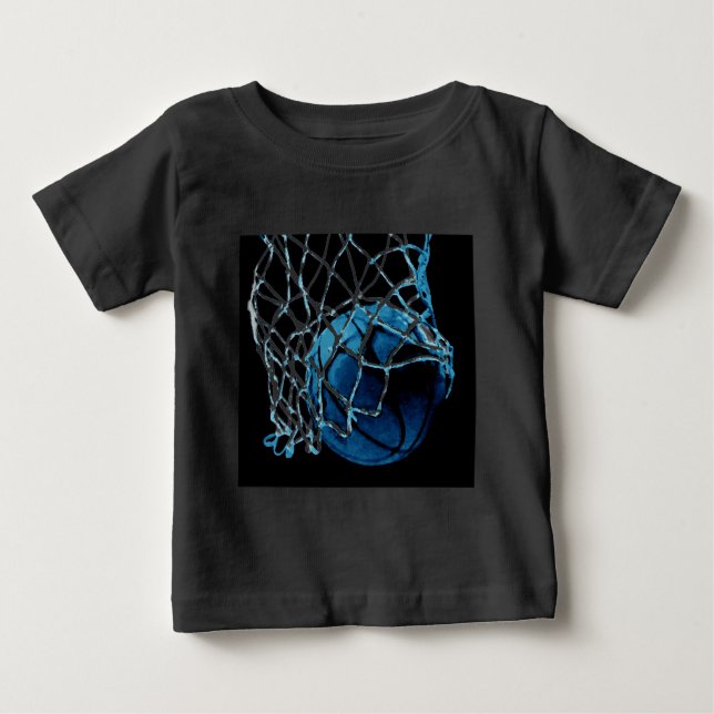 Camiseta Para Bebê Basquete Azul (Frente)