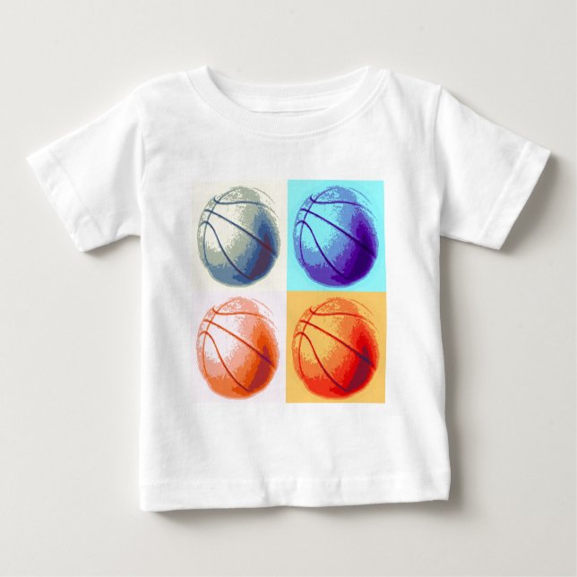 Camiseta Para Bebê Basquete de pop (Frente)