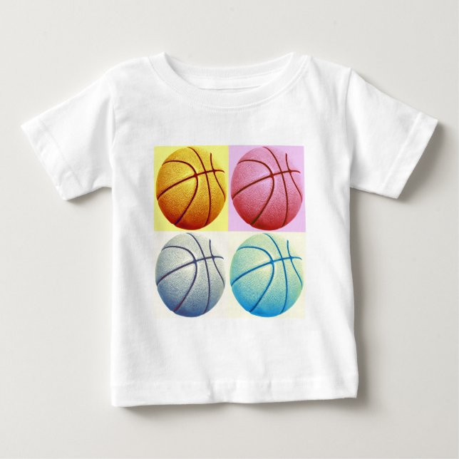 Camiseta Para Bebê Basquete de pop (Frente)