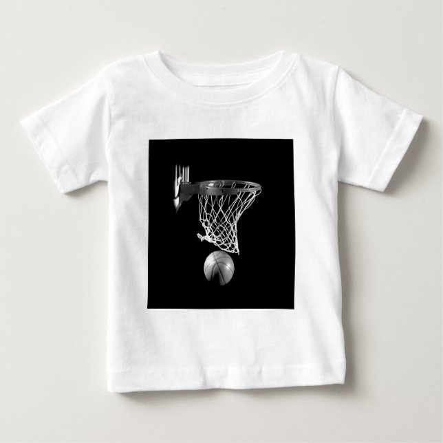 Camiseta Para Bebê Basquete preto e branco (Frente)