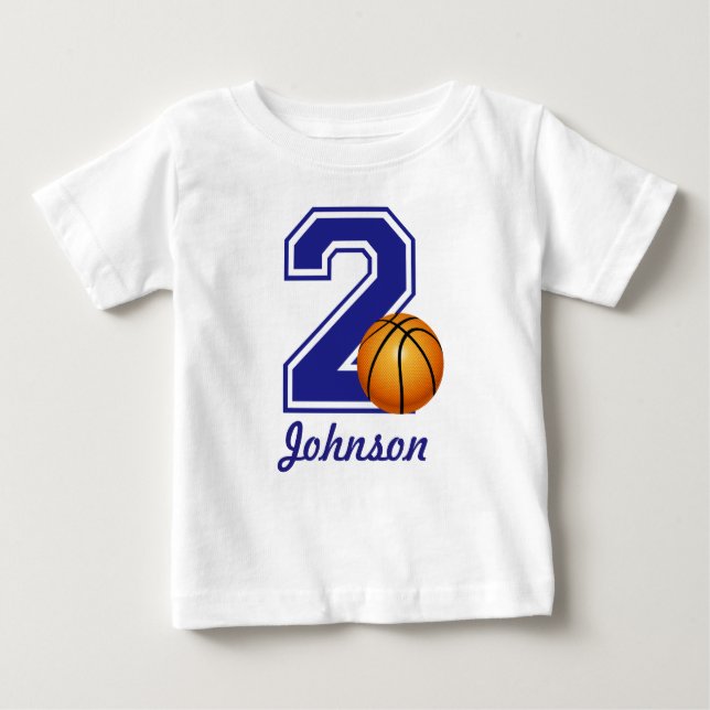 Camiseta Para Bebê basquete segundo aniversário personalizado (Frente)