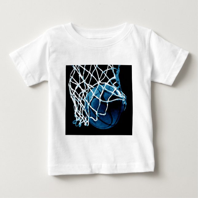 Camiseta Para Bebê Basquetebol Azul (Frente)
