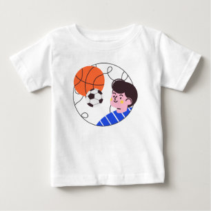 Camiseta Para Bebê Basquetebol de Crianças Bolas de Futebol