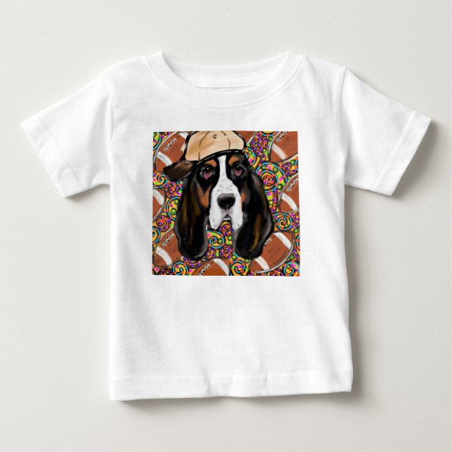Camiseta Para Bebê Basset Hound (Frente)