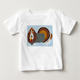 Camiseta Para Bebê Basset Hound de Ação de Graças com Fantasia de Per