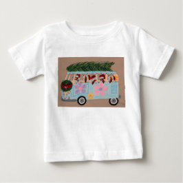 Camiseta Para Bebê Basset Hounds de Natal em Van Hippie
