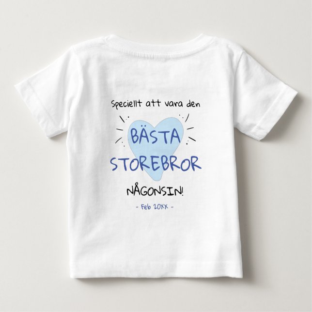 Camiseta Para Bebê Bästa storebror någonsin graviditet avslöjande (Verso)
