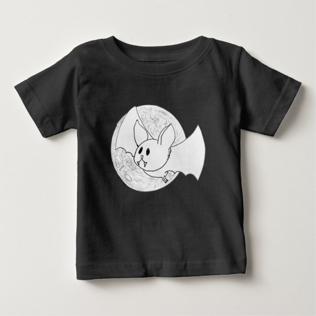 Camiseta Para Bebê Bat Bonito e Halloween Lua (Frente)