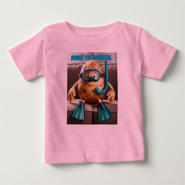 Camiseta Para Bebê Batata de sofá é nascer de snorkel (Frente)