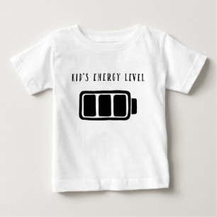 Camiseta Para Bebê Bateria engraçada de nível energético da criança -