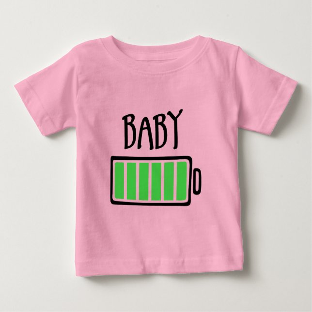 Camiseta Para Bebê Bateria Esgotada – Bebê (Frente)