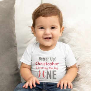 Camiseta Para Bebê Bateria Para Cima! Primeiro aniversario de beisebo