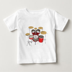 Camiseta Para Bebê Bateria Vermelha: