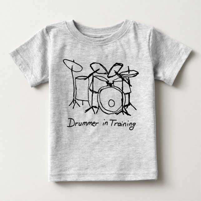 Camiseta Para Bebê Baterista no treinamento (Frente)