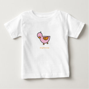 Camiseta Para Bebê Batida Branca de Cartoon, Bonita Garota Rosa