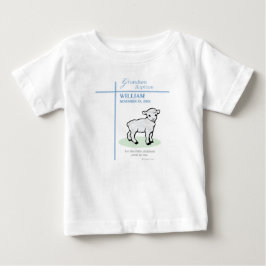 Camiseta Para Bebê Batismo do Neto Azul Cordeiro Personalizado