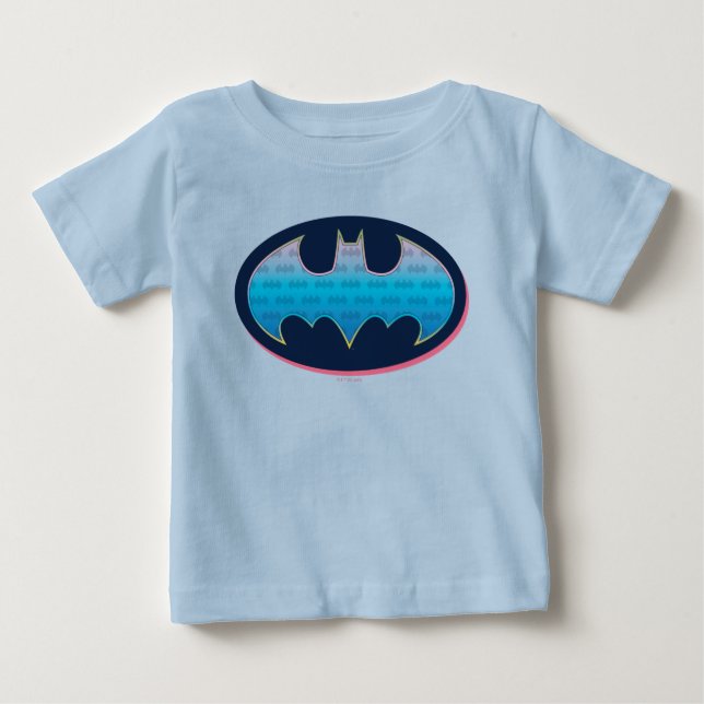 Camiseta Para Bebê Batman | Símbolo rosa e azul (Frente)
