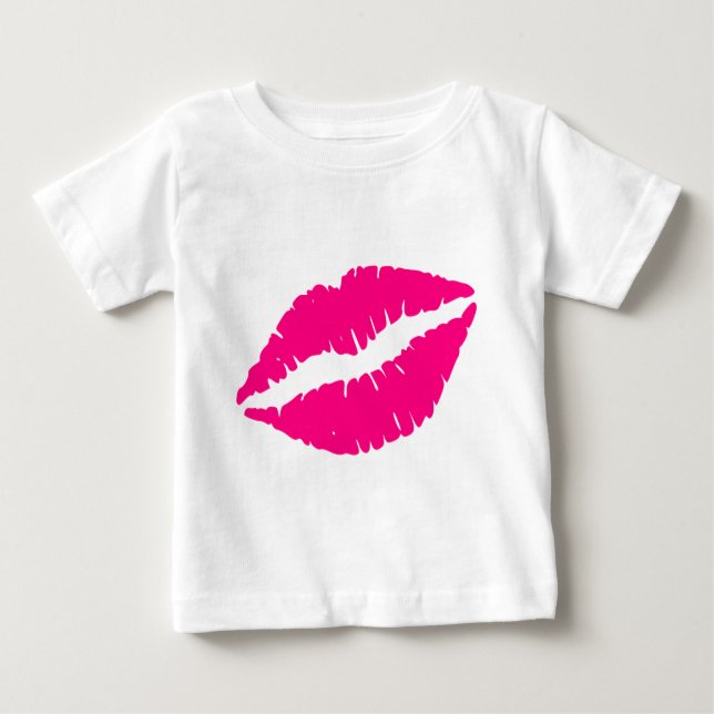 Camiseta Para Bebê Batom rosa arte pop (Frente)