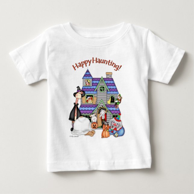 Camiseta Para Bebê BaZoPeople Happy Haunting! (Frente)
