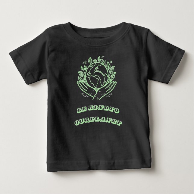 Camiseta Para Bebê Be Kind to Our Planet: Caring Hands Earth Tee (Frente)
