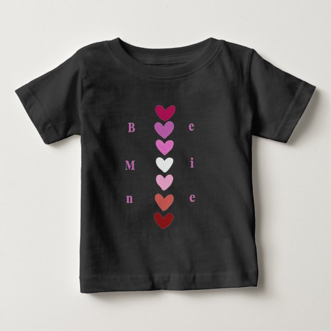 Camiseta Para Bebê Be Mine Minimal Heart Stack Valentine T-Shirt (Frente)