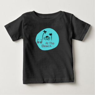 Camiseta Para Bebê Beach Baby Cinza