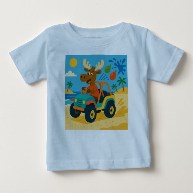 Camiseta Para Bebê Beach Buggy Blaster – Action-Packed Summer KidsTee (Frente)
