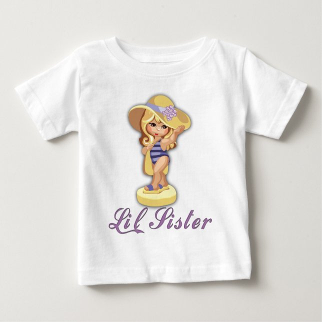 Camiseta Para Bebê Beach Little Sister (Frente)