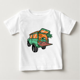 Camiseta Para Bebê Beach View na Ilustração de Carro, diversão de ver