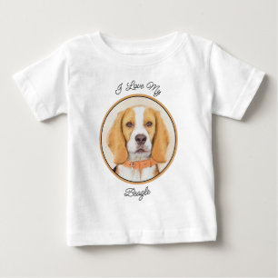 Camiseta Para Bebê Beagle Hound Dog Painting Original Animal Art
