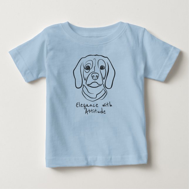 Camiseta Para Bebê Beagle Line Art, Elegance with Attitude (Frente)