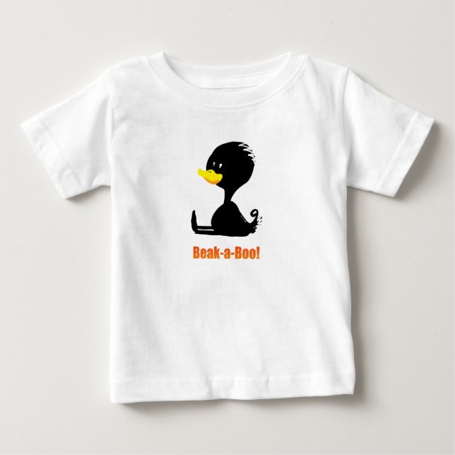 Camiseta Para Bebê Beak-a-Boo! Cute Cartoon Duck with Funny Pun (Frente)
