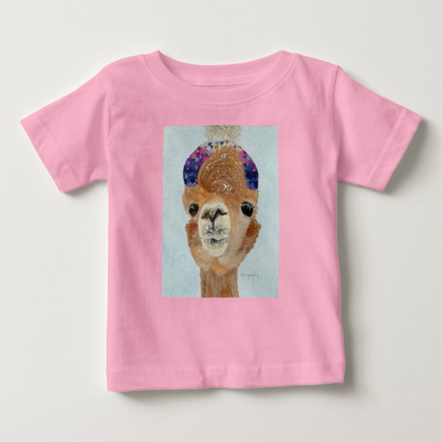 Camiseta Para Bebê Beanie Llama (Frente)
