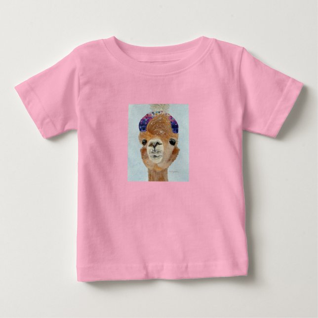 Camiseta Para Bebê Beanie Llama Baby (Frente)