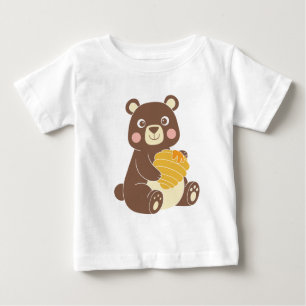 Camiseta Para Bebê Bear da Floresta Engraçado com Jar de Mel