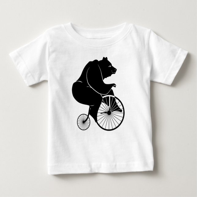 Camiseta Para Bebê Bear Riding Vintage Bike Romper (Frente)