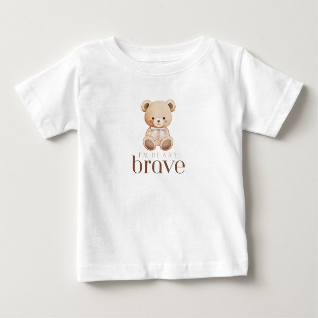 Camiseta Para Bebê beary brave childhood cancer sick kids cute  (Frente)