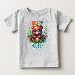 Camiseta Para Bebê Beary Cute. Teddy Bear a sorrir. Arma engraçado