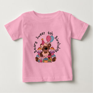 Camiseta Para Bebê Beary Sweet 4th Birthday