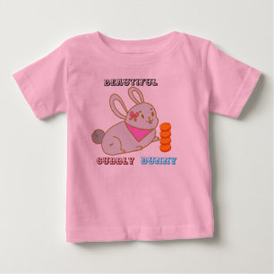 Camiseta Para Bebê Beautiful Cuddly Bunny Baby Pink T-Shirt